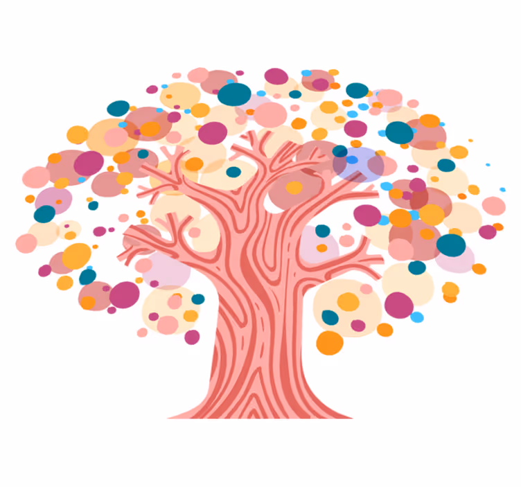 Floral vinyl rug with colorful tree silhouette - TenStickers