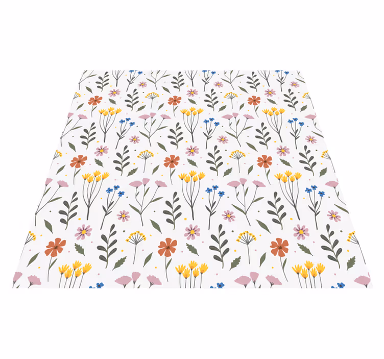 Floral vinyl rug with garden multicolor flowers pattern - TenStickers