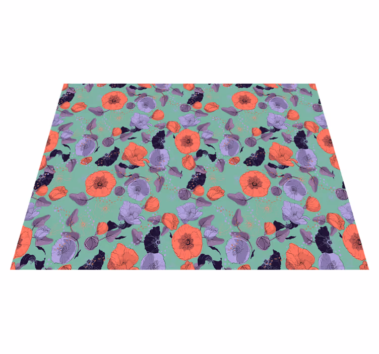 Graceful poppies floral vinyl rug - TenStickers