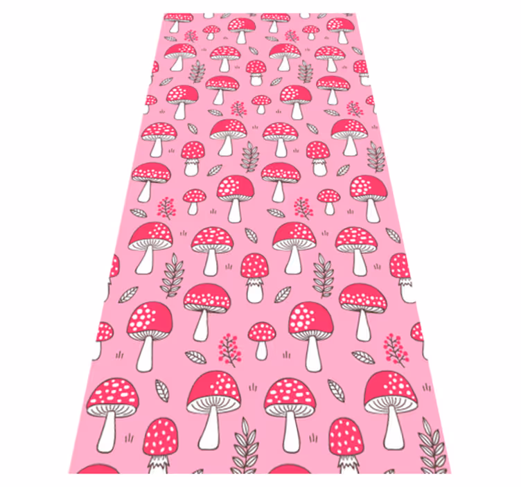 Floral vinyl rug with classical pink mushrooms - TenStickers