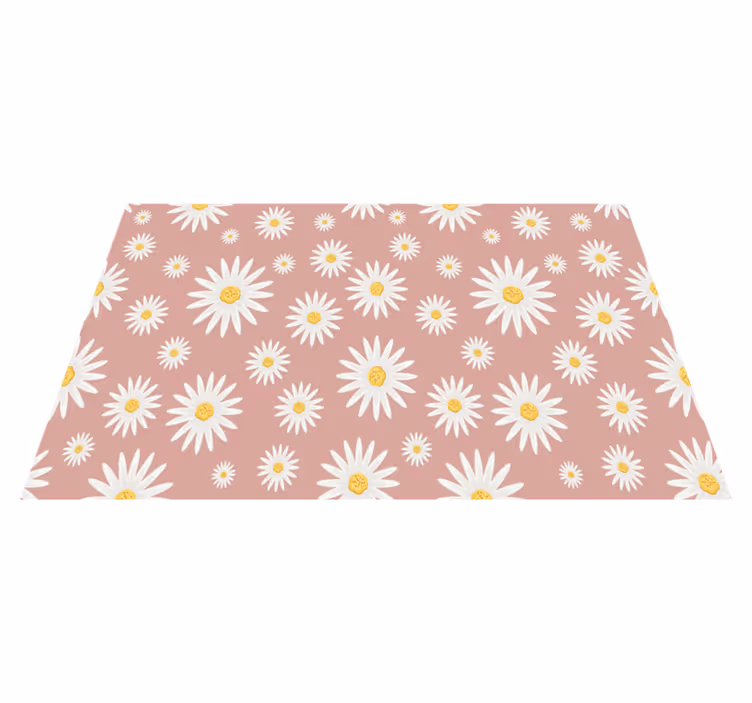 Floral vinyl rug with cute pink daisy design - TenStickers