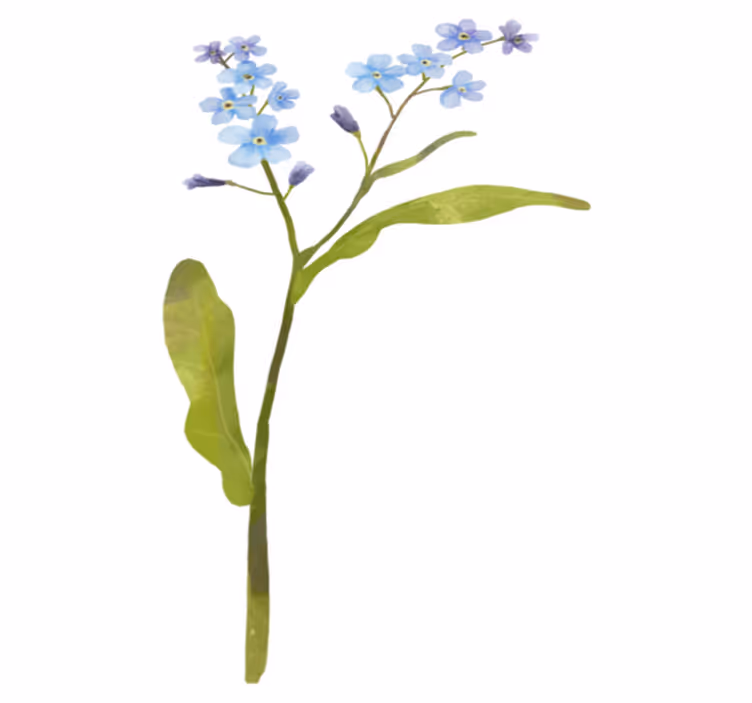 Floral vinyl rug with graceful blue plant design - TenStickers