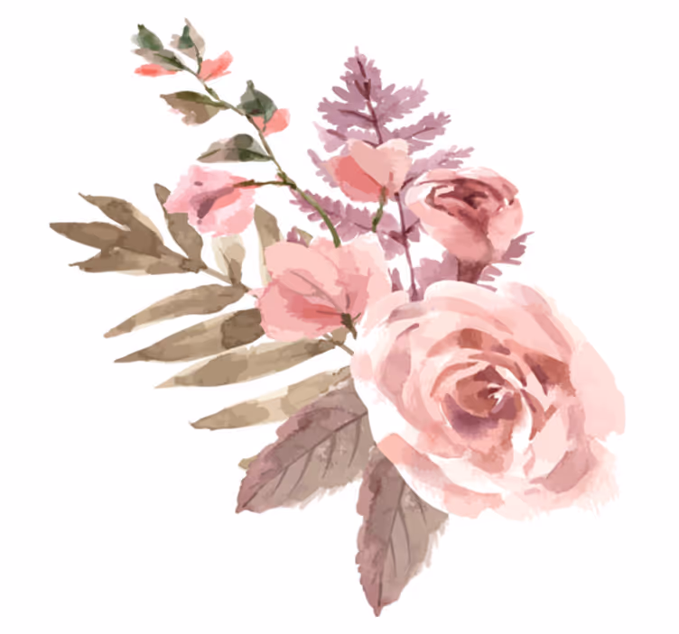Floral vinyl rug watercolor arrangement - TenStickers