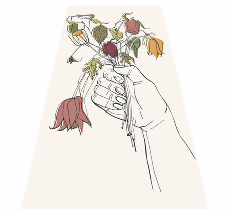 Withered flowers aesthetic flower rug - TenStickers
