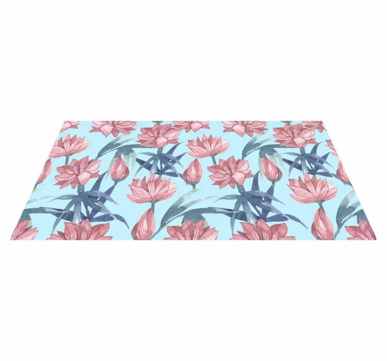 Flower rug with blue watercolor flowers - TenStickers