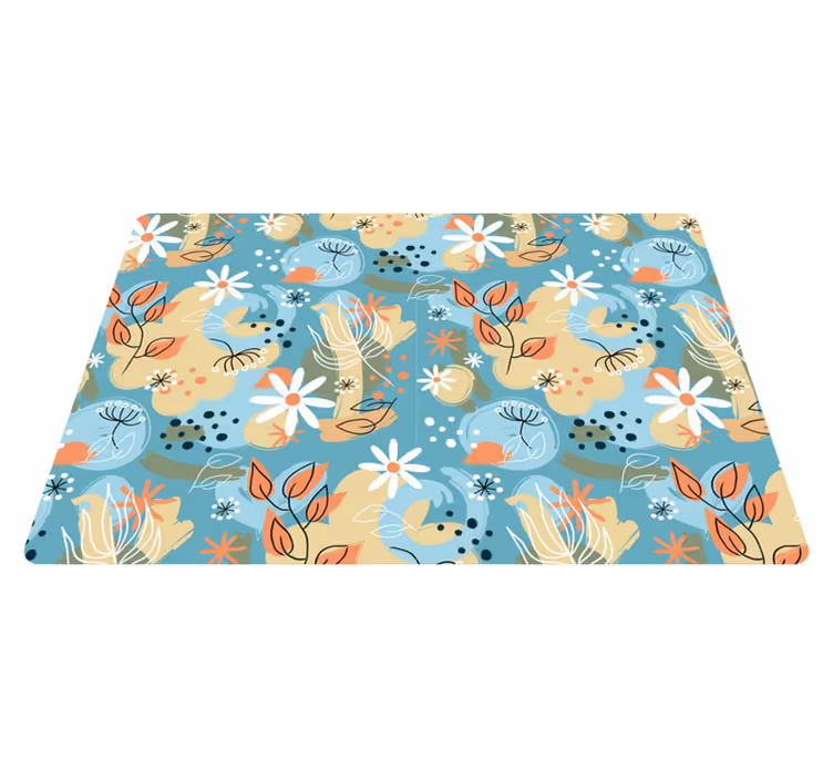 Flower rug with abstract flat floral design - TenStickers