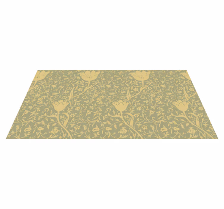 Gold and green floral vinyl rug - TenStickers