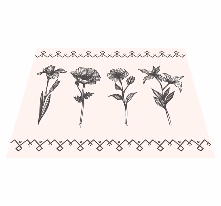 Floral vinyl rug with realistic vintage botany - TenStickers