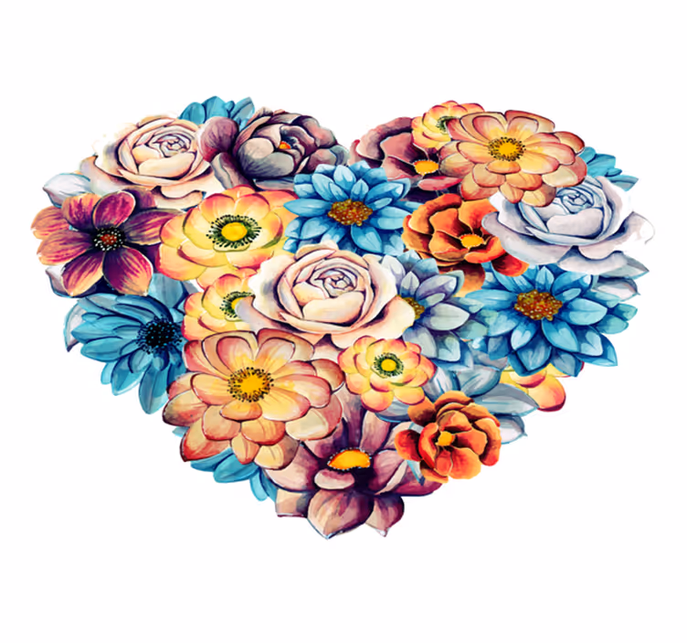 Floral vinyl rug with a lovely heart of flowers - TenStickers