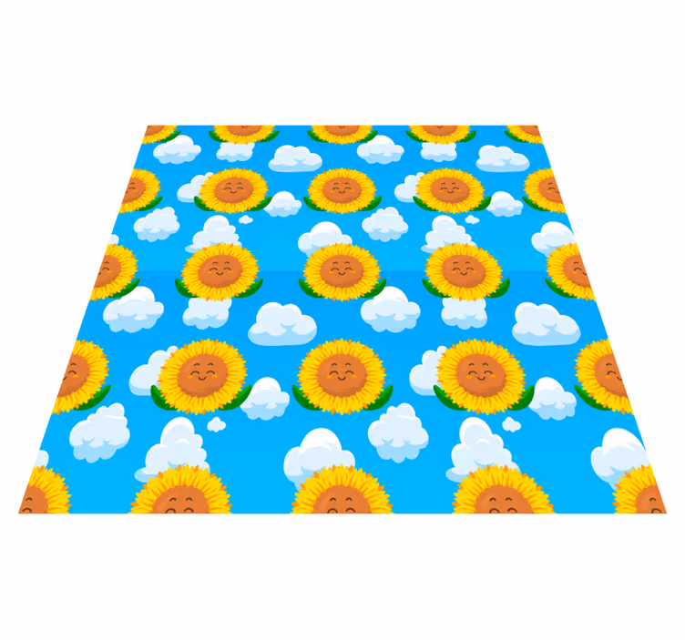 Floral vinyl rug with a cheerful yellow flower - TenStickers