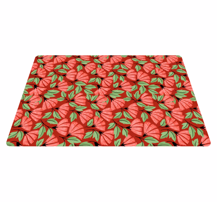 Floral vinyl rug with vintage red pattern - TenStickers