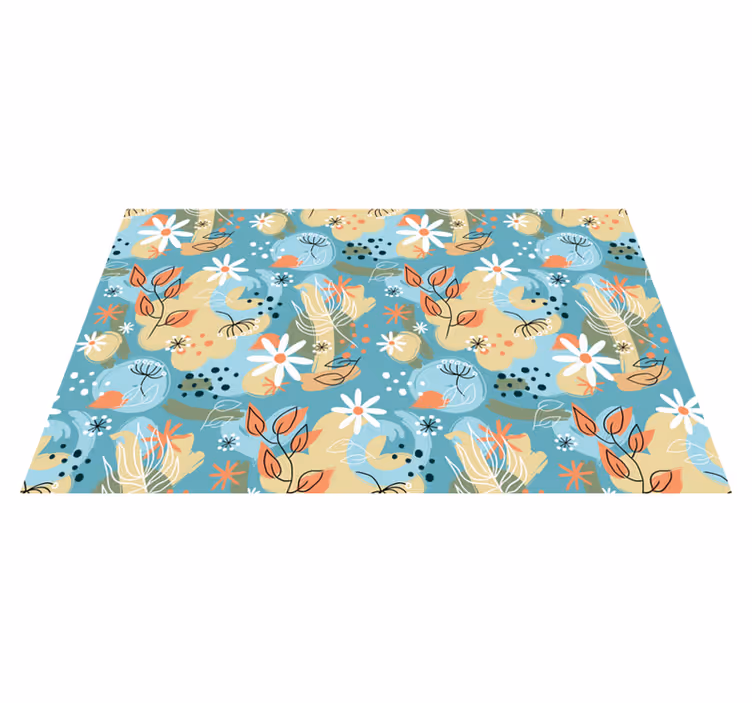 Floral vinyl rug with abstract flat floral design - TenStickers