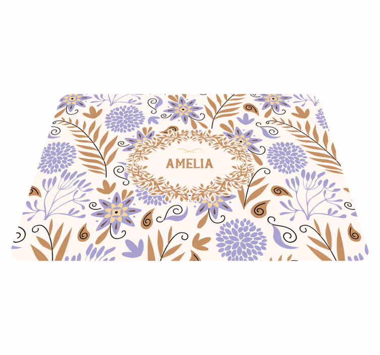 Floral vinyl rug with hand-painted vintage flowers pattern - TenStickers