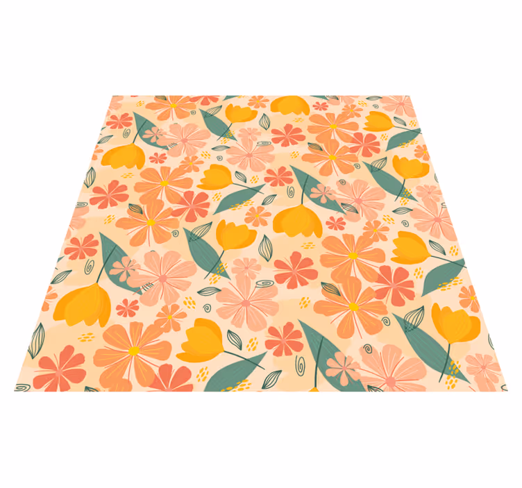 Colorful vintage leaves and flowers floral vinyl rug - TenStickers