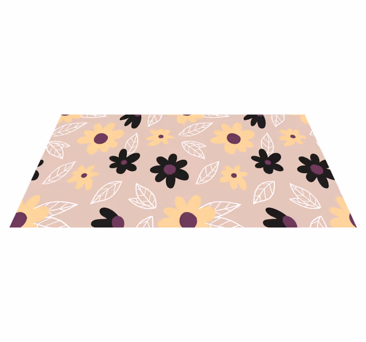 Colorful modern flowers on beige floral vinyl rug - TenStickers