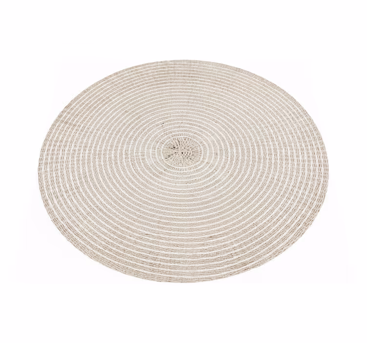 Minimal vinyl rug circular cream woven spiral - TenStickers