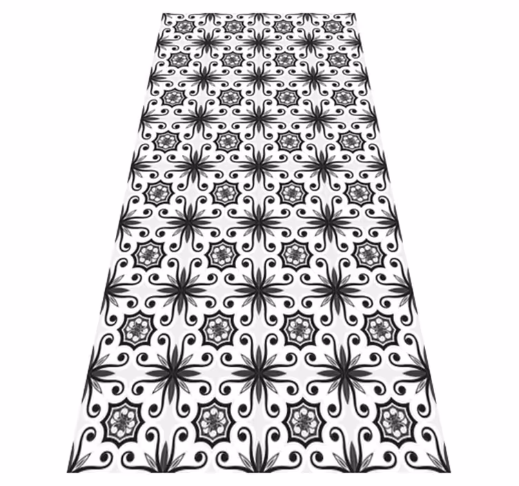 Vintage black tile kitchen vinyl rug - TenStickers