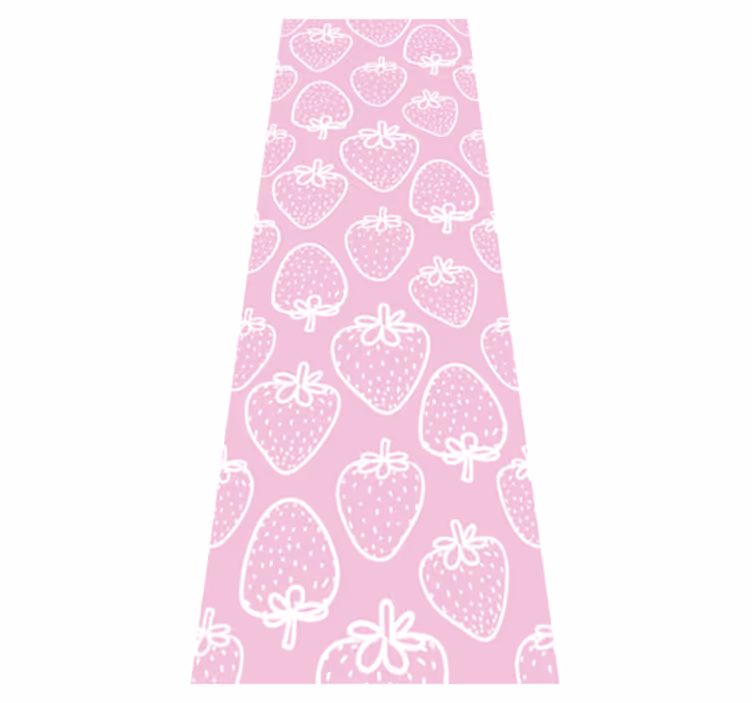 Kitchen vinyl rug seamless pink strawberry pattern - TenStickers