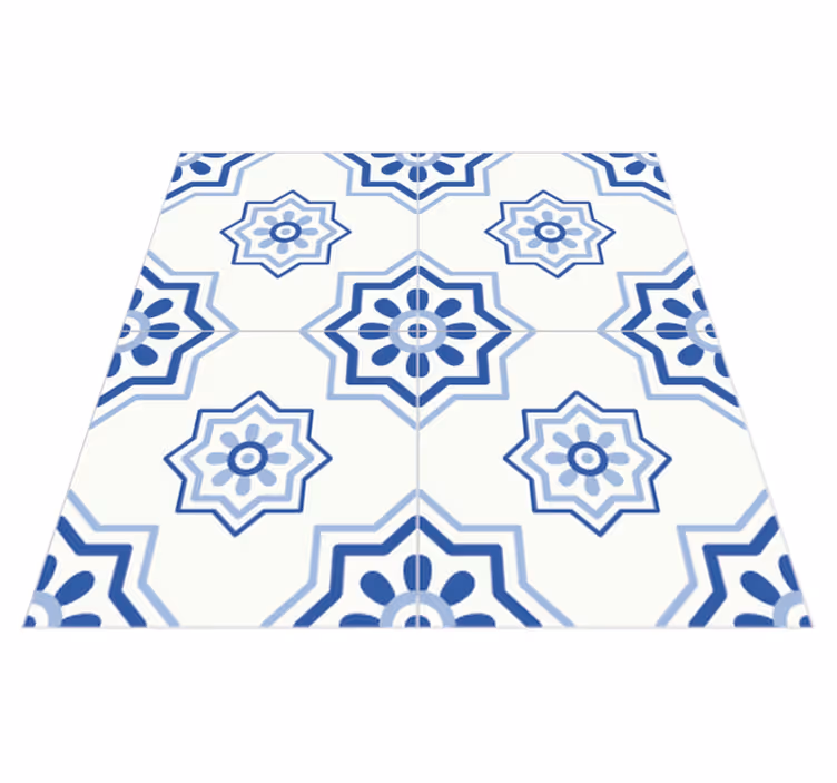 Bathroom vinyl rug blue tile sticker - TenStickers