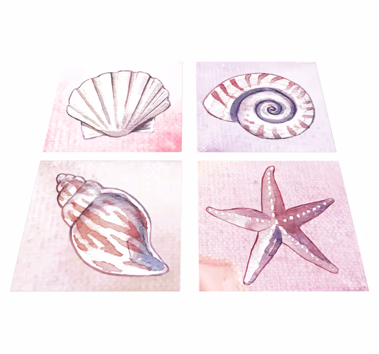 Sea life tiles bathroom vinyl rug - TenStickers