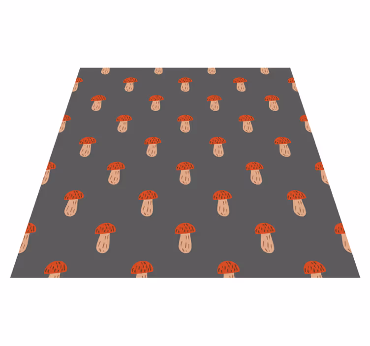 Floral vinyl rug with classic mushrooms gray background - TenStickers