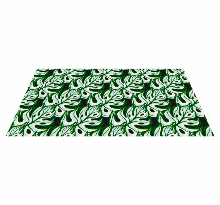 Floral vinyl rug in bold black and green flora - TenStickers