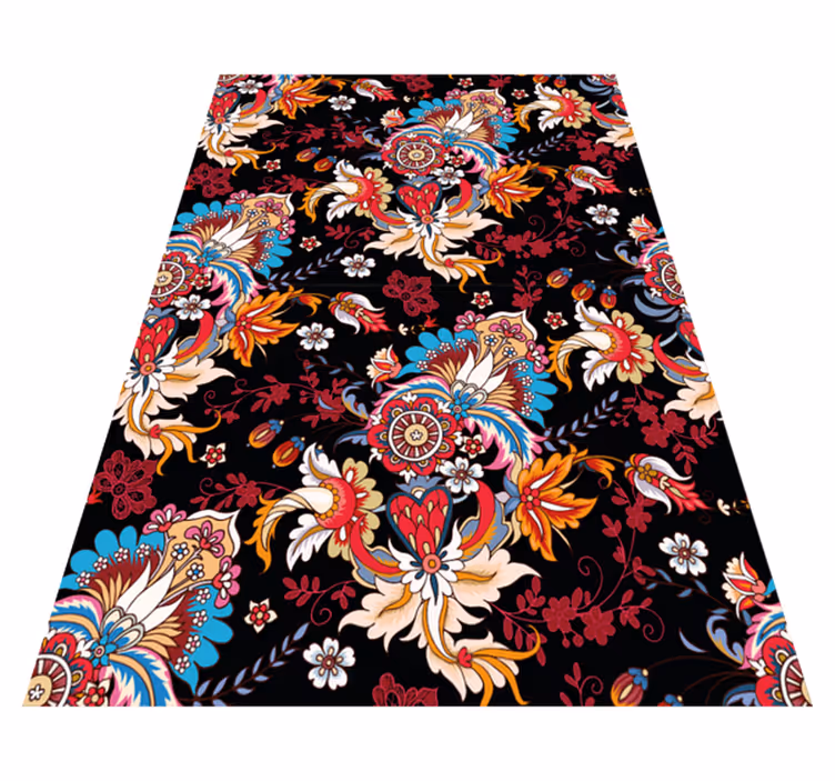 Colorful modern ethnic folk art floral vinyl rug - TenStickers