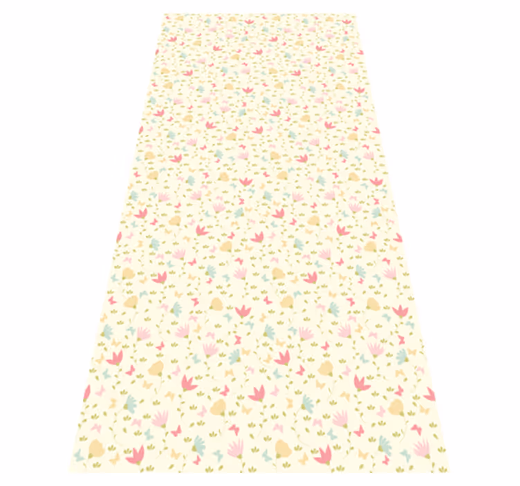 Floral vinyl rug with flowers and butterflies - TenStickers