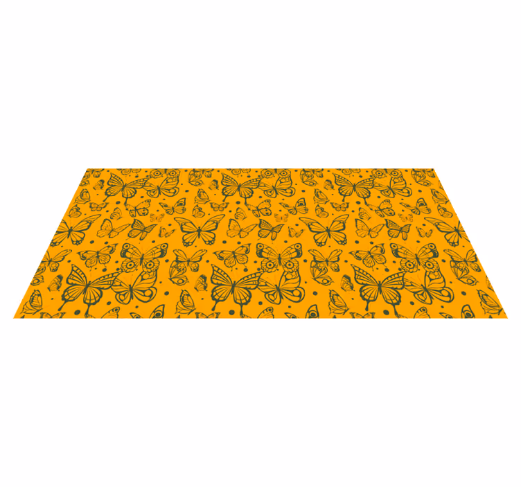 Floral vinyl rug butterfly plant design - TenStickers