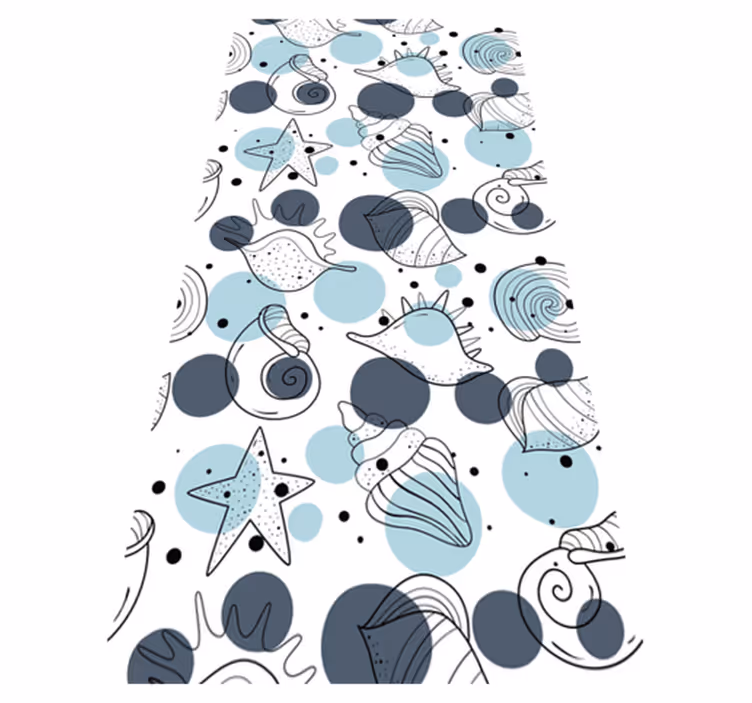 Floral vinyl rug with elegant shell designs - TenStickers