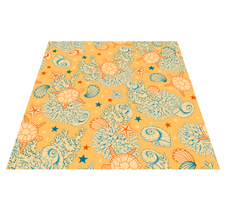 Floral vinyl rug with coral and marine life design - TenStickers