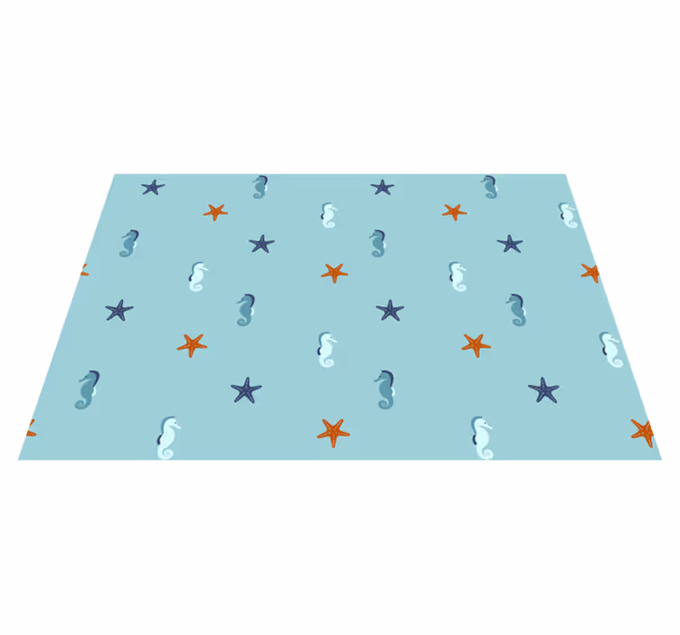 Floral vinyl rug seahorse starfish design - TenStickers