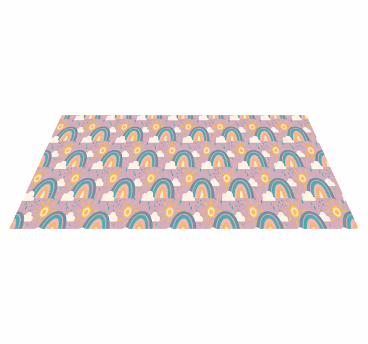 Floral vinyl rug playful colorful rainbows - TenStickers
