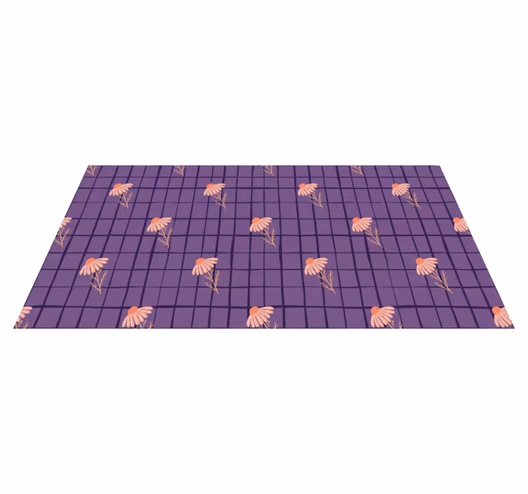Floral vinyl rug in purple floral design - TenStickers