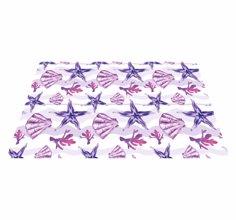 Floral vinyl rug coral shell design - TenStickers