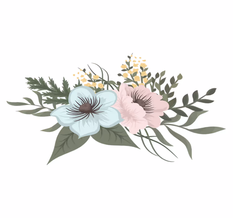 Floral vinyl rug botanical ensemble design - TenStickers