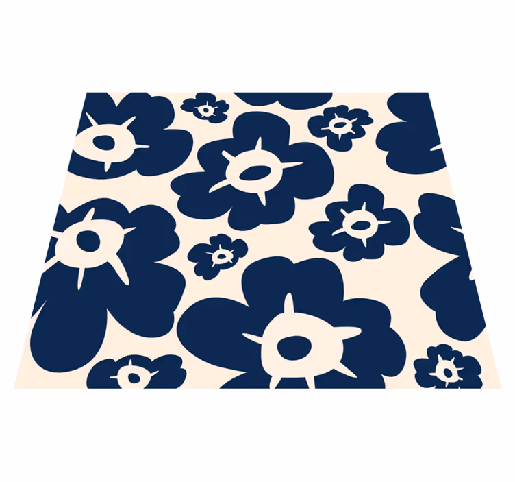 Flower rug dark blue poppy - TenStickers