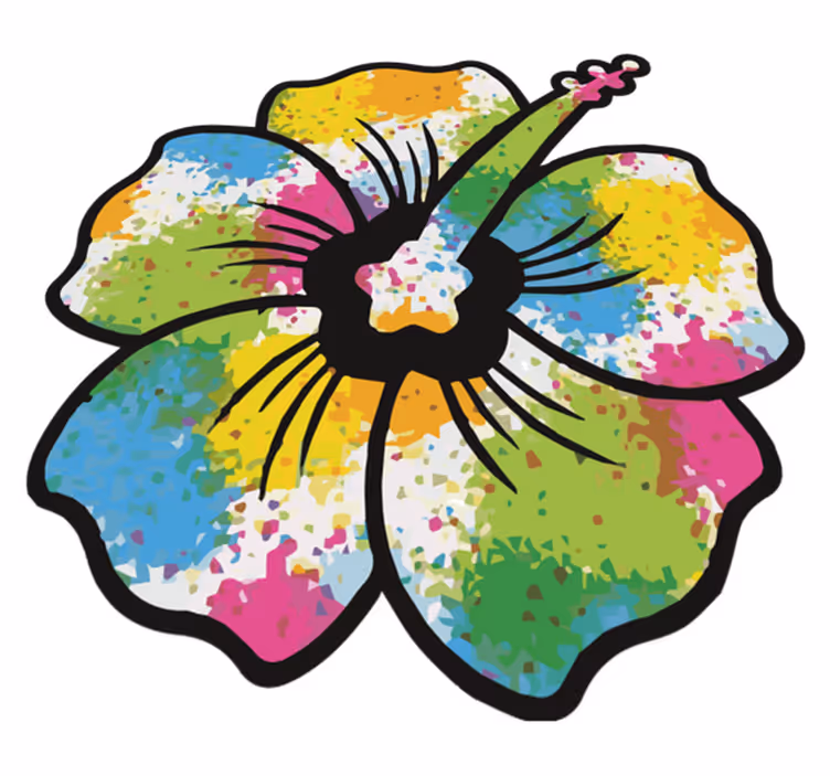 Flower rug colorful hibiscus blossom - TenStickers