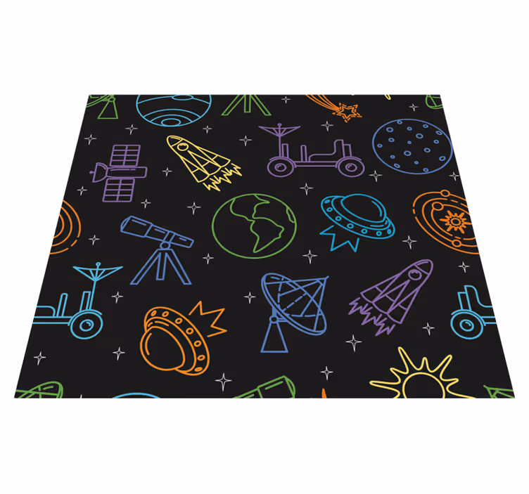 Star vinyl rug with space symbols - TenStickers
