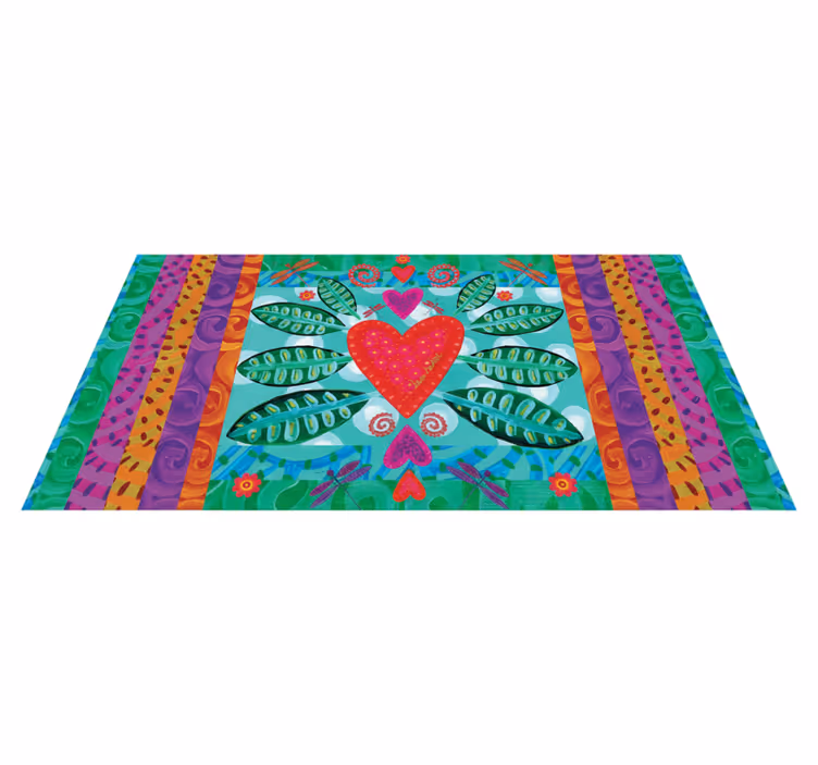 Living room vinyl rug in vibrant red heart - TenStickers