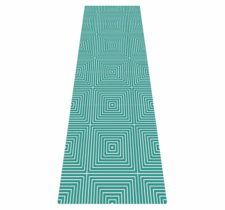 Geometric vinyl rug with green squares pattern - TenStickers