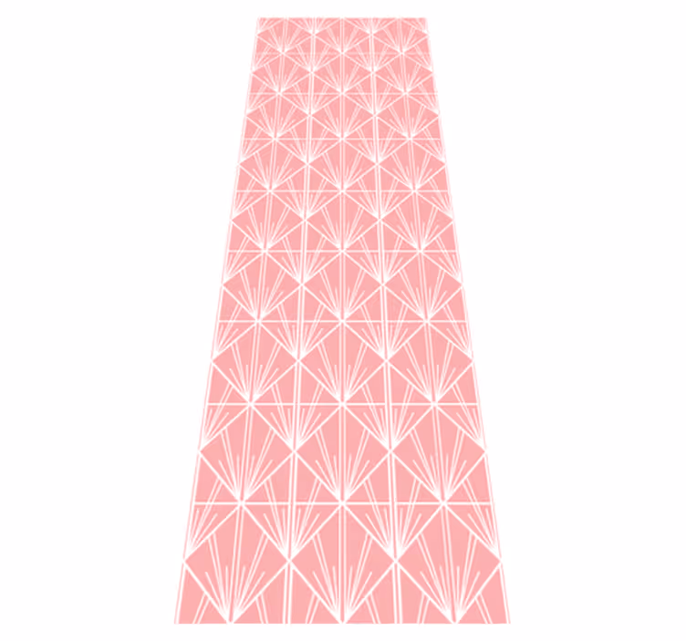 Geometric vinyl rug in modern pink and white pattern - TenStickers