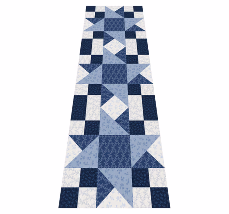 Geometric vinyl rug with blue star triangle pattern - TenStickers