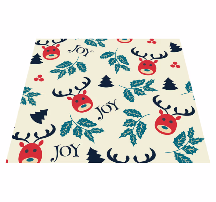 Christmas vinyl rug joy and reindeer - TenStickers