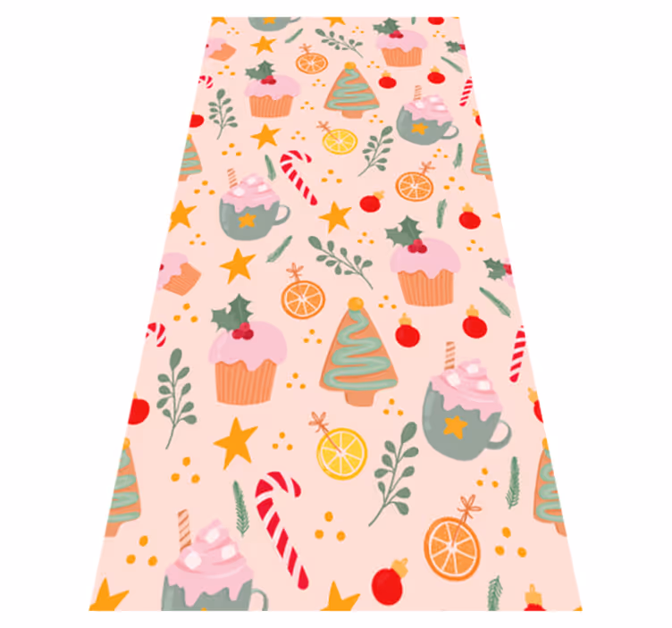 Christmas vinyl rug featuring candy canes and trees - TenStickers