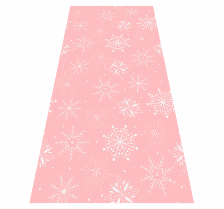 Christmas vinyl rug with white snowflakes on pink - TenStickers