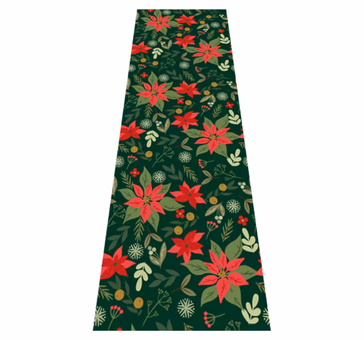 Christmas vinyl rug with festive leaf decor - TenStickers