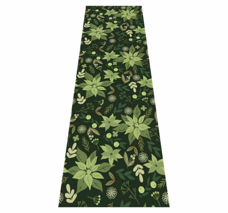 Christmas vinyl rug with green floral design - TenStickers