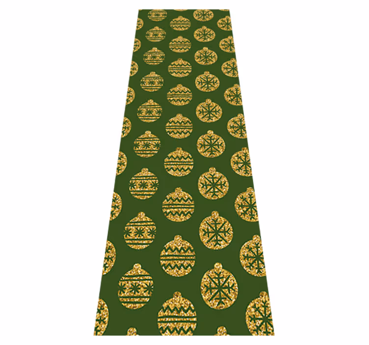 Christmas vinyl rug with golden charms on green - TenStickers