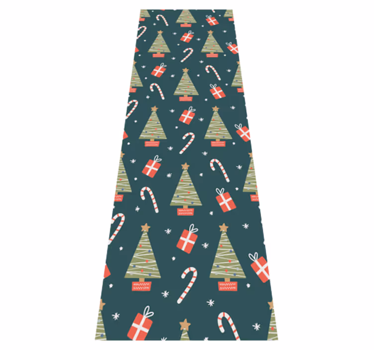Christmas vinyl rug with colorful trees and presents - TenStickers